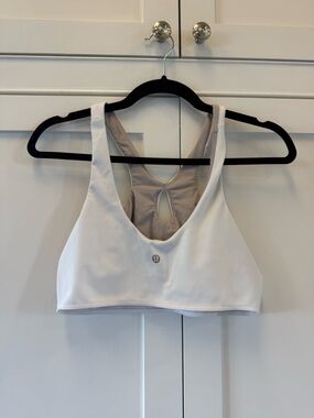 Lululemon White Racerback Sports Bra with Beige Lining